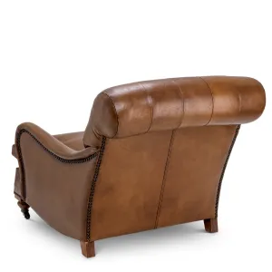 Luxuriöser brauner Ledersessel mit Tufting, Rollen und Nagelkopfverzierung – 75 cm – Luxusmöbel Rückansicht von Luxury Group International