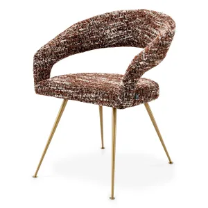 Luxury Brown Textured Dining Chair with Curved Back and Gold Legs - Luxury Dining Chair by Luxury Group International