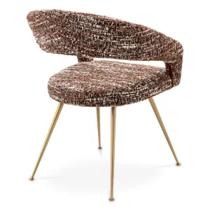 Luxury Brown Textured Dining Chair with Curved Back and Gold Legs - Luxury Dining Chair Back View by Luxury Group International