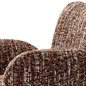 Luxury Brown Textured Upholstered Armchair with Curved Arms - Luxury Armchair Detail View by Luxury Group International