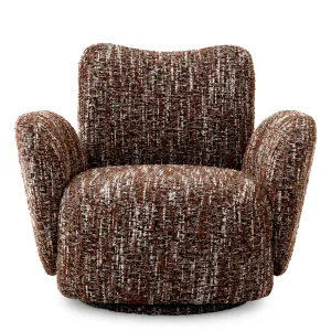 Luxury Brown Textured Upholstered Armchair with Curved Arms - Luxury Armchair Front View by Luxury Group International