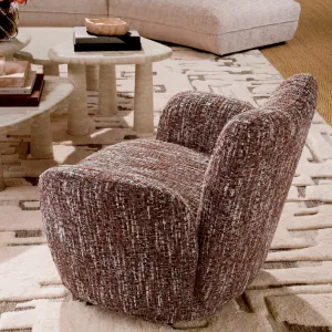 Luxury Brown Textured Upholstered Armchair with Curved Arms - Luxury Armchair Lifestyle View by Luxury Group International