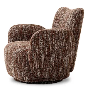Luxury Brown Textured Upholstered Armchair with Curved Arms - Luxury Armchair Side View by Luxury Group International