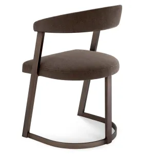 Sedia da Pranzo Imbottita Marrone di Lusso con Struttura in Metallo Bronzo - Arredamento di Lusso per Hotel Vista posteriore di Luxury Group International