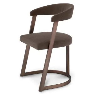 Sedia da Pranzo Imbottita Marrone di Lusso con Struttura in Metallo Bronzo - Arredamento di Lusso per Hotel Vista laterale di Luxury Group International