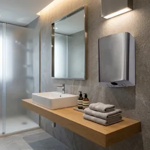 Luxury Brushless Automatic Hand Dryer with Negative Ion Air Purification Technology Lifestyle View by Luxury Group International