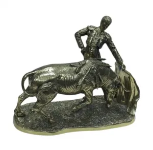 Luxury Bull and Bullfighter Bronze Sculpture on Textured Ground Base - Luxury Bronze Figure Front View by Luxury Group International