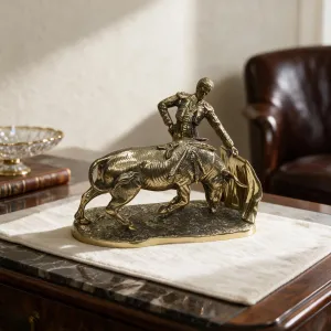 Luxury Bull and Bullfighter Bronze Sculpture on Textured Ground Base - Luxury Bronze Figure Lifestyle View by Luxury Group International
