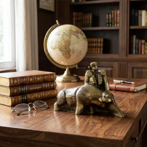 Luxury Bullfighter and Bull Bronze Sculpture in Golden & Antique Finish Lifestyle View by Luxury Group International