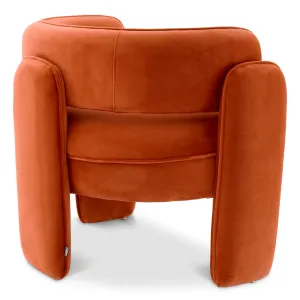 Sillón de Salón de Terciopelo Naranja Quemado de Lujo con Respaldo Curvo - Mobiliario de Hotel de Lujo Vista trasera por Luxury Group International