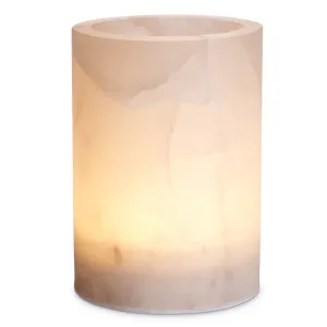Lampada da Tavolo di Lusso in Stile Candela con Design Cilindrico in Pietra Traslucida - Arredamento di Lusso per Hotel Vista frontale di Luxury Group International