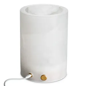 Lampada da Tavolo di Lusso in Stile Candela con Design Cilindrico in Pietra Traslucida - Arredamento di Lusso per Hotel Vista frontale di Luxury Group International