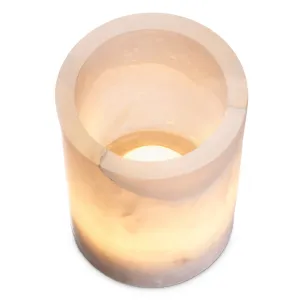 Lampada da Tavolo di Lusso in Stile Candela con Design Cilindrico in Pietra Traslucida - Arredamento di Lusso per Hotel Vista frontale di Luxury Group International