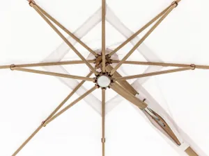 Parasol Octogonal à Mât Latéral et Bras Cantilever de Luxe pour Terrasses et Bords de Piscine Modernes Vue de dessous par Luxury Group International