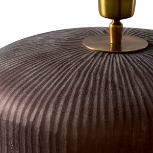Luxury Ceramic Table Lamp with Textured Dark Brown Base and Fabric Shade - Luxury Hotel Furniture Detail View by Luxury Group International