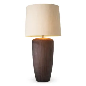 Luxury Ceramic Table Lamp with Textured Dark Brown Base and Fabric Shade - Luxury Hotel Furniture Front View by Luxury Group International