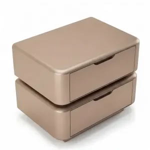 Luxury Champagne Beige Two-Drawer Nightstand for Elegant Bedrooms -Luxury Hotel Furniture Side View by Luxury Group International