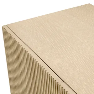 Luxury Champagne Gold Fluted Four-Door Sideboard Cabinet - Luxury Hotel Furniture Detail View by Luxury Group International
