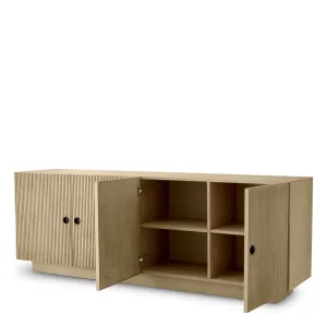 Luxury Champagne Gold Fluted Four-Door Sideboard Cabinet - Luxury Hotel Furniture Front View by Luxury Group International