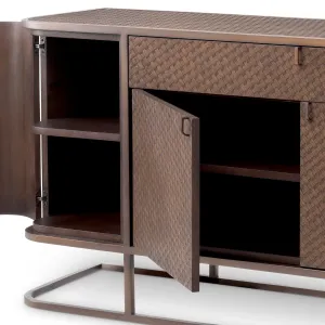 Luxury Chocolate Brown Woven Rattan Sideboard with Metal Base - Luxury Hotel Furniture Inside View by Luxury Group International