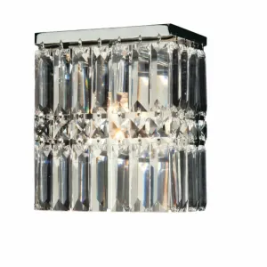 Luxury Chrome Crystal Wall Lamp with Double-Layer Prism Glass Design Front View by Luxury Group International