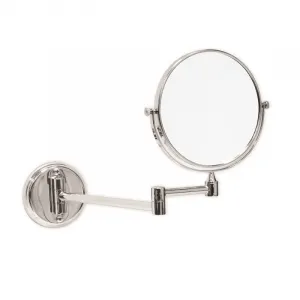 Luxury Chrome Plated Magnifying Mirror with Lens for Hotel Bathrooms Front View by Luxury Group International