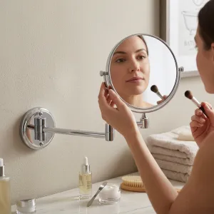 Luxury Chrome Plated Magnifying Mirror with Lens for Hotel Bathrooms Lifestyle View by Luxury Group International
