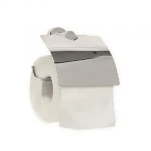Luxury Chrome Plated Toilet Paper Holder with Protective Cover Front View by Luxury Group International