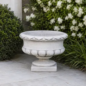 Luxury Classical Pedestal Bowl Garden Planter with Gadrooned Relief - Luxury Planters Front View by Luxury Group International