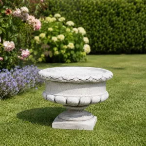Luxury Classical Pedestal Bowl Garden Planter with Gadrooned Relief - Luxury Planters Lifestyle View by Luxury Group International