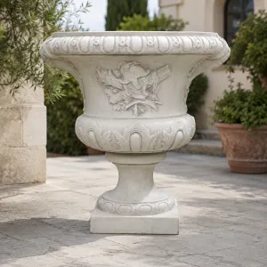 Luxury Classical Pedestal Garden Planter with Decorative Relief Detailing Lifestyle View by Luxury Group International