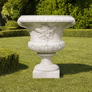 Luxury Classical Pedestal Garden Planter with Decorative Relief Detailing Lifestyle View by Luxury Group International