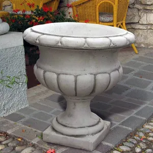 Luxury Classical Pedestal Garden Planter with Rounded Bowl Design Lifestyle View by Luxury Group International