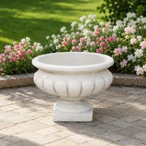 Luxury Classical Pedestal Garden Planter with Sculptural Bowl Design - Luxury Planters Front View by Luxury Group International