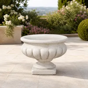 Luxury Classical Pedestal Garden Planter with Sculptural Bowl Design - Luxury Planters Lifestyle View by Luxury Group International