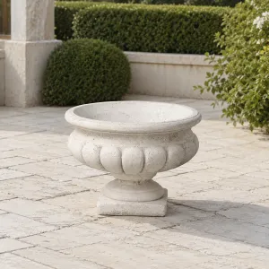 Luxury Classical Pedestal Garden Planter with Sculptural Bowl Design - Luxury Planters Lifestyle View by Luxury Group International