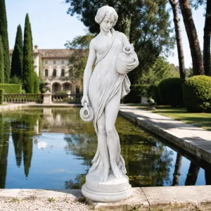 Scultura da Giardino Classica di Lusso con Portatore d'Acqua e Anfora Ornamentale - Scultura Classica di Lusso Vista frontale di Luxury Group International