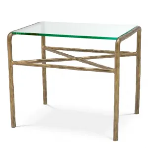Luxury Clear Glass Side Table Front View by Luxury Group International