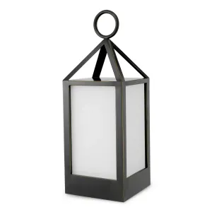Farol Exterior Compacto Negro de Lujo con Paneles Esmerilados y Asa de Anillo Vista frontal por Luxury Group International
