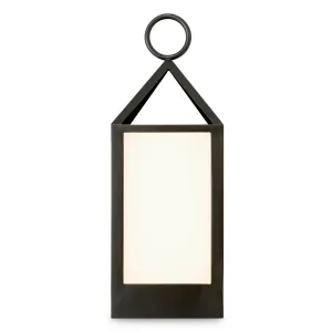 Farol Exterior Compacto Negro de Lujo con Paneles Esmerilados y Asa de Anillo Vista lateral por Luxury Group International