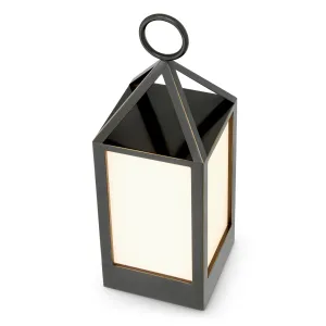 Farol Exterior Compacto Negro de Lujo con Paneles Esmerilados y Asa de Anillo Vista superior por Luxury Group International