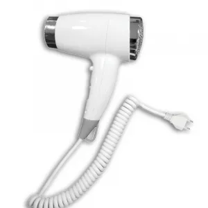 Luxury Compact Hotel Hair Dryer in Chrome Finish with Push-Button Control Front View by Luxury Group International