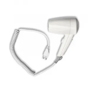 Luxury Compact Hotel Hair Dryer with Flexible Spiral Cable & Ergonomic Push Button Control Front View by Luxury Group International
