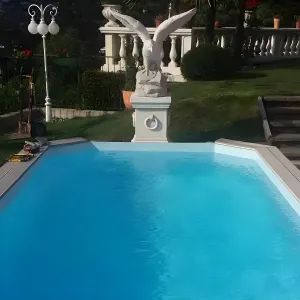 Scultura da Giardino Condor di Lusso in Graniglia di Marmo di Carrara Bianco - Scultura Classica di Lusso Vista lifestyle di Luxury Group International