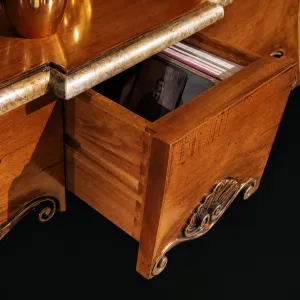 Luxury Console Table with Center Drawer Storage in Decorative Baroque Scroll Detailing Detail View by Luxury Group International