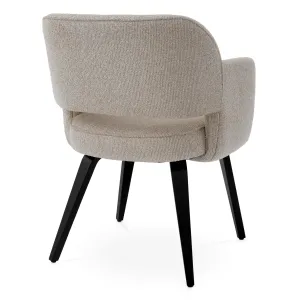 Luxury Contemporary Beige Textured Fabric Armchair with Black Legs Back View by Luxury Group International