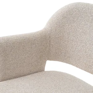 Luxury Contemporary Beige Textured Fabric Armchair with Black Legs Detail View by Luxury Group International