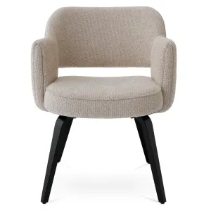 Luxury Contemporary Beige Textured Fabric Armchair with Black Legs Front View by Luxury Group International