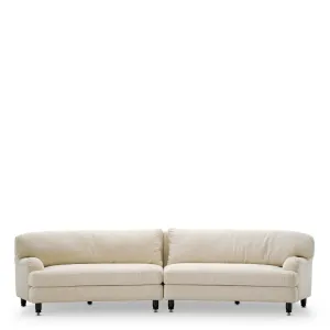 Luxury Contemporary Four-Seater Cream Fabric Sofa with Plush Cushions and Curved Design Front View by Luxury Group International