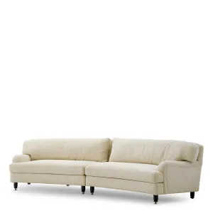 Luxury Contemporary Four-Seater Cream Fabric Sofa with Plush Cushions and Curved Design Front View by Luxury Group International